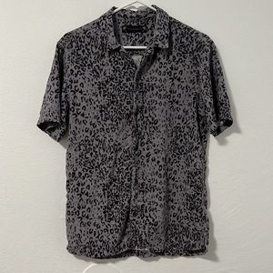 All Saints leopard print short-sleeve button down shirt, size S